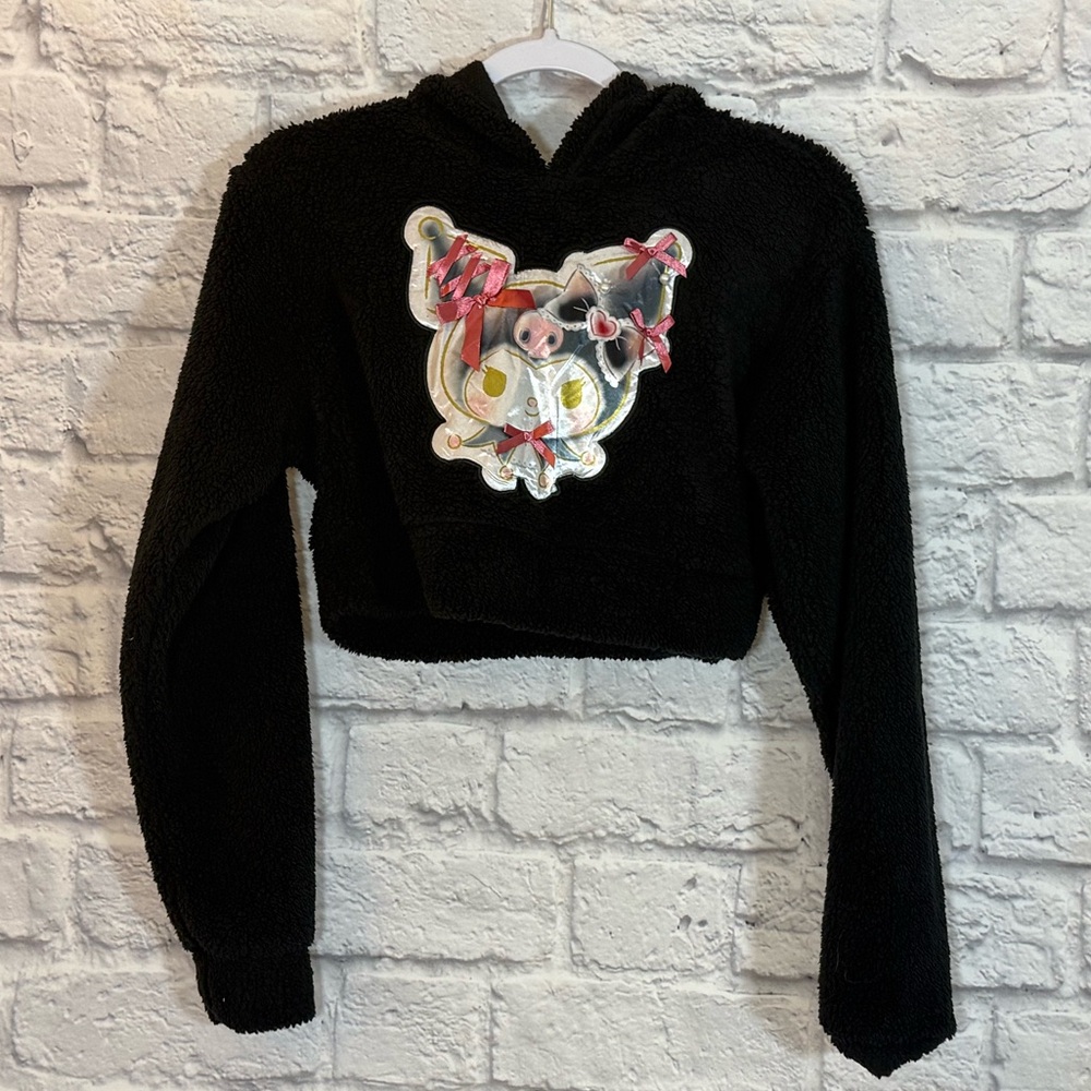 Kuromi fleece cropped hoodie size small juniors